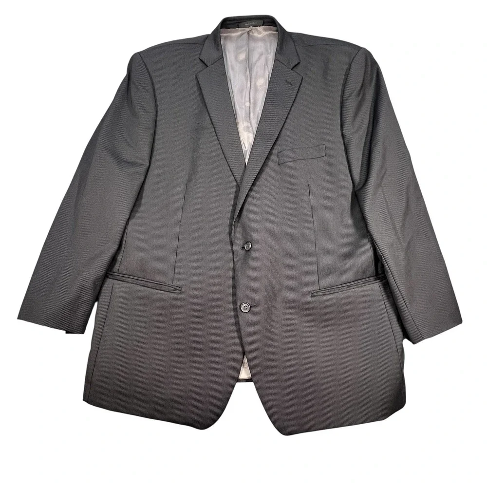 Calvin Klein Black Pinstripe Blazer Wool Blend Suit Jacket Mens 48R